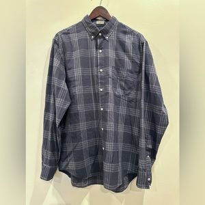 J. Crew Navy Plaid Button Down Shirt M